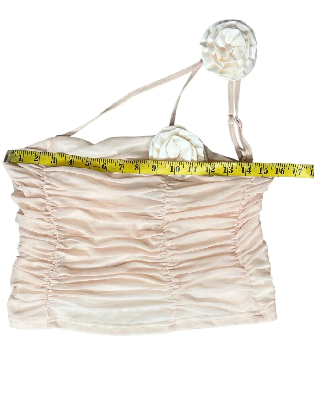 Cupshe Sweet Rosewater Ruched Spaghetti-Strap Top with Flower Accent NWT